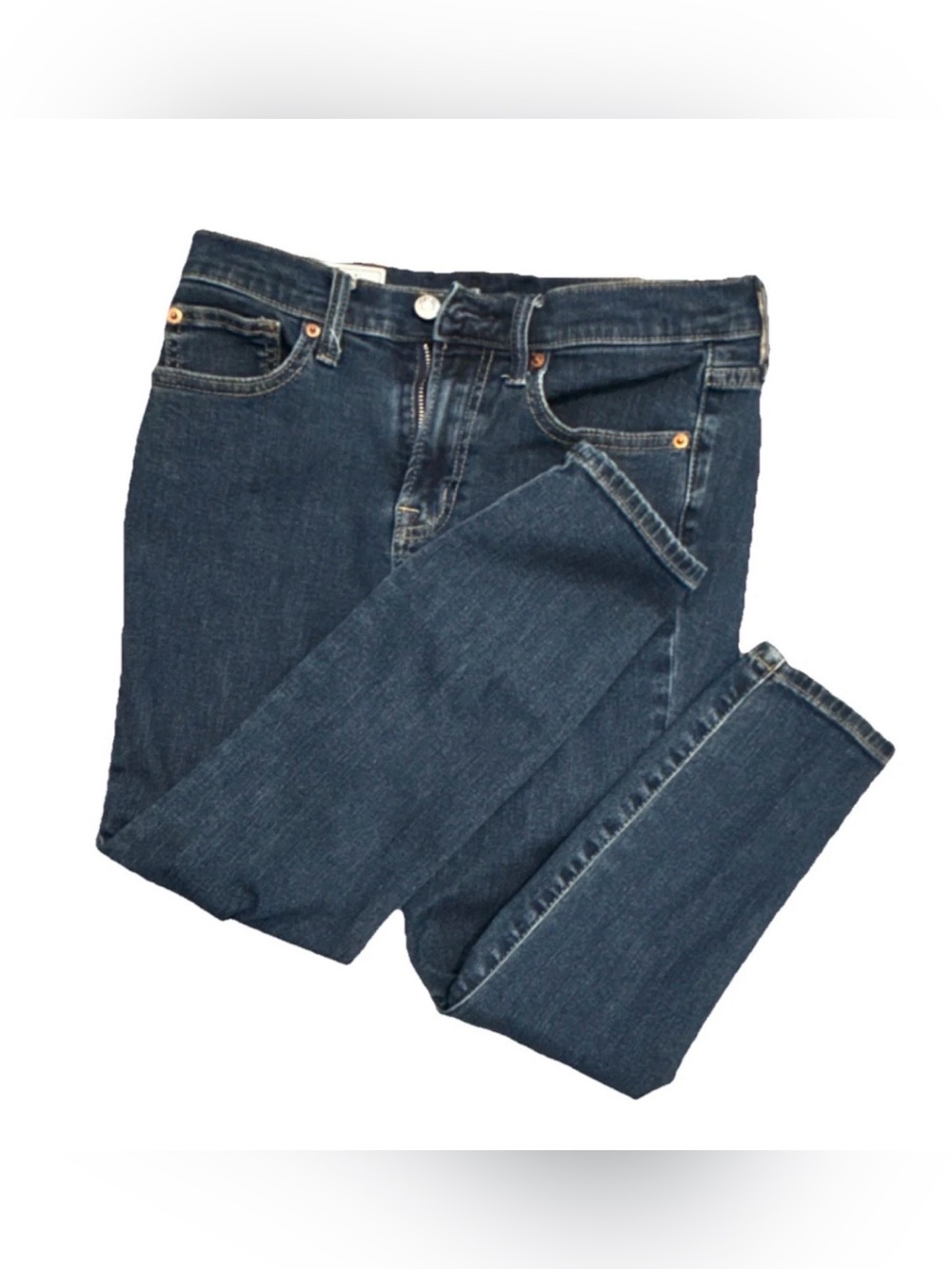 GAP Women's Petite Straight Leg Jeans in Dark Blue Wash